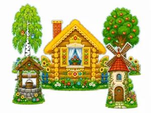 Комплект двухсторонних декораций «Русская деревня. Лето/зима»