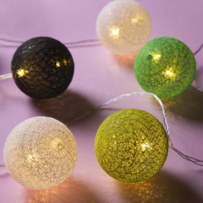 НИТЬ, 5м, с насад. "Клубки ЗЕЛЕНО-БЕЛЫХ ниток 6 см", LED-20-220V, фиксинг, Т/БЕЛЫЙ 