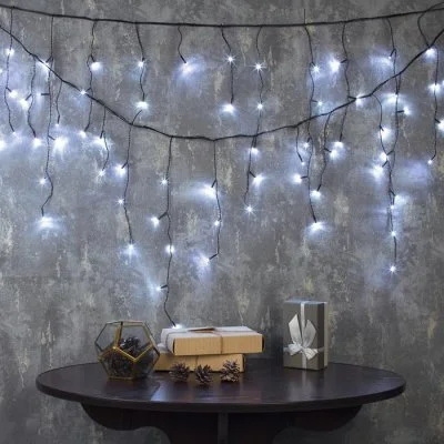 БАХРОМА, Ш:3 м, В:0.5 м, Н.Т. LED-80-220V, 8 режимов, БЕЛЫЙ 