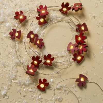 НИТЬ, 2 м, "Роса", с насад, "Ангел красный", LED-20-3V, 2*АА (не в компл), фиксинг, Т/БЕЛЫЙ 