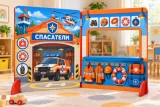 Двусторонняя двухсекционная игровая ширма «Пожарная часть — Спасатели» 53004 галерея 3