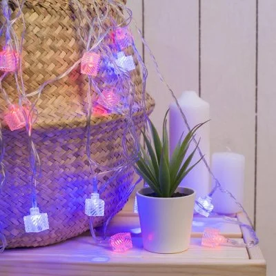 НИТЬ, 5м. с насад. “Кубик тающий”, Н.С. LED-20-220V, моргает, МУЛЬТИ 