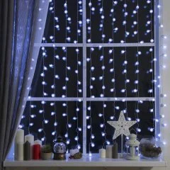 ЗАНАВЕС, УМС вилка "ЕЖИКИ" Ш:2 м, В:1,5 м, Н.С. LED-360-220V, 8 режимов, БЕЛЫЙ 