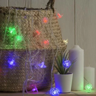НИТЬ, 5м. с насад. “Цветочки”, Н.С. LED-20-220V, моргает, МУЛЬТИ 