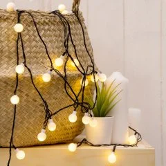 НИТЬ, 5м. с насад. “Шарики Белые”, Н.Т. LED-30-220V, 8 режимов, Т/БЕЛЫЙ 