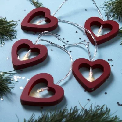 НИТЬ, 1.5 м, с насадк. "Сердце красное", Н.С., LED-10-3V, 2*АА(не в компл), фиксинг Т/БЕЛЫЙ 