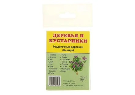 Карточки обучающие "Деревья и кустарники"