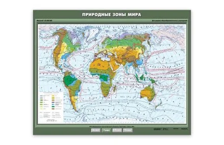 Карта учебная. Природные зоны мира