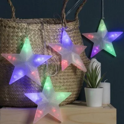 НИТЬ, 2 м, с насад. "Звезда матовая", 14,5х14,5 см, Н.С. LED-30-220V, МУЛЬТИ (RG/RB) 