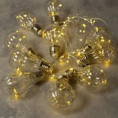 НИТЬ "Лампочки объемные" 10 шт, 100 LED-12V, адаптер в комплекте, ТЕПЛЫЙ БЕЛЫЙ 