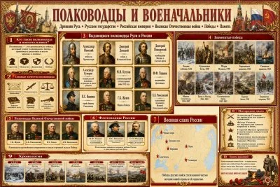 Учебный стенд для школы «Великие полководцы и военачальники России»