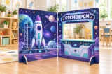 Двусторонняя двухсекционная игровая ширма «Космодром — Обсерватория» 53008 галерея 1