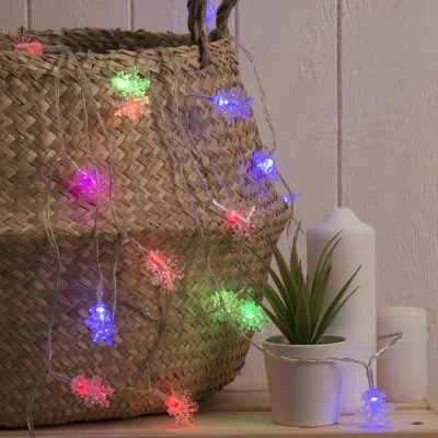 НИТЬ, 3 м, USB, с насад. "Снежинки малые", Н.С. LED-20-5V, МУЛЬТИ 