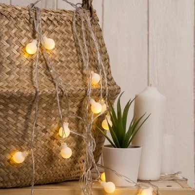 НИТЬ, 5м. с насад. “Шарики Белые”, Н.С. LED-30-220V, 8 режимов, Т/БЕЛЫЙ 