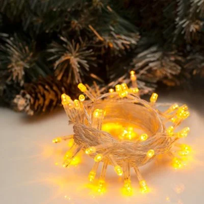 НИТЬ, 5 м, Н.С. LED-50-220V, 8 режимов, ЖЕЛТЫЙ 