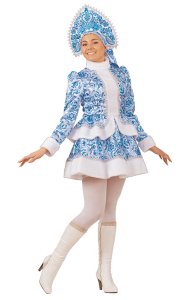Костюм Снегурочка-кокетка гжель