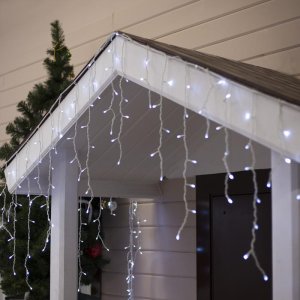 БАХРОМА уличная, Ш:4м, В:0.6м, Н.Б. LED-180-220V, 8 режимов, БЕЛЫЙ 
