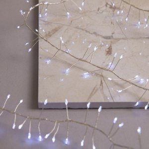 НИТЬ уличная, мишура роса, Д:2 м, Н.С. LED-200-4.5В, контр. 8 р., БЕЛЫЙ 