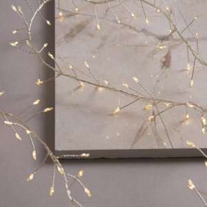 НИТЬ уличная, мишура роса, Д:2 м, Н.С. LED-200-4.5В, контр. 8 р., ТЁПЛЫЙ БЕЛЫЙ 