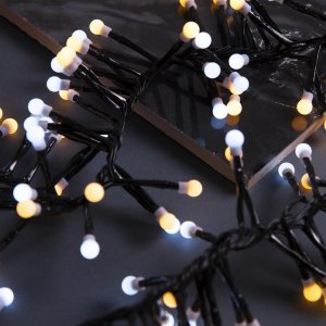 НИТЬ уличная, УМС, Мишура шарики Д:4 м. Н.Т. LED-400-31V 8 режимов, БЕЛЫЙ-Т/БЕЛЫЙ 