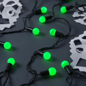 НИТЬ, улич. с насад. "Шарики d=1,5 см" 10 м, Н.Т. LED-100-220V контр. 8р. ЗЕЛЕНЫЙ 