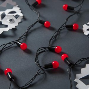 НИТЬ, улич. с насад. "Шарики d=1,5 см" 10 м, Н.Т. LED-100-220V контр.8р. КРАСНЫЙ 