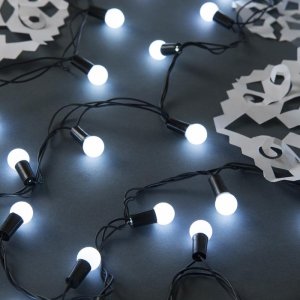 НИТЬ, улич. с насад. "Шарики d=1,5 см" 20 м, Н.Т. LED-200 контр. 8р. БЕЛЫЙ 