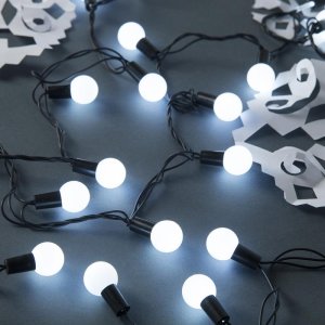 НИТЬ, улич. с насад. "Шарики большие d=2,5 см" 10 м, Н.Т. LED-100-220V контр. 8р. БЕЛЫЙ 