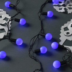 НИТЬ, улич. с насад. "Шарики большие d=2,5 см" 10 м, Н.Т. LED-100-220V контр. 8р. СИНИЙ 