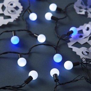 НИТЬ, улич. с насад. "Шарики большие d=2,5 см" 10 м, Н.Т. LED-100-220V моргает БЕЛО-СИНИЙ 