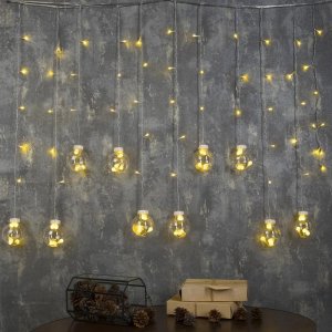БАХРОМА, Ш:2.4 м, В:0.7 м, Н.С. "ШАРИКИ", LED-108-220V, 8 режимов, Т/БЕЛЫЙ 