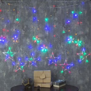 БАХРОМА, Ш:2.4 м, В:0.9 м, Н.С. "ЗВЕЗДЫ", LED-138-220V, 8 режимов, МУЛЬТИ 
