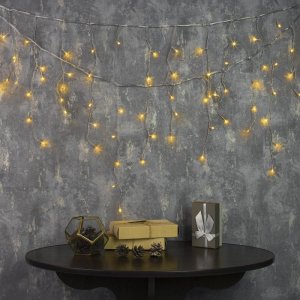 БАХРОМА, Ш:3 м, В:0.5 м, Н.С. LED-80-220V, 8 режимов, ЖЕЛТЫЙ 