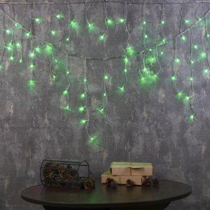 БАХРОМА, Ш:3 м, В:0.5 м, Н.С. LED-80-220V, 8 режимов, ЗЕЛЕНЫЙ 