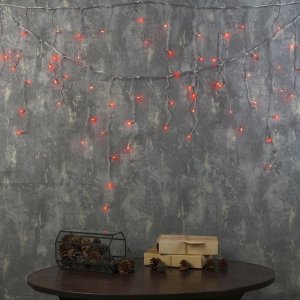 БАХРОМА, Ш:3 м, В:0.5 м, Н.С. LED-80-220V, 8 режимов, КРАСНЫЙ 