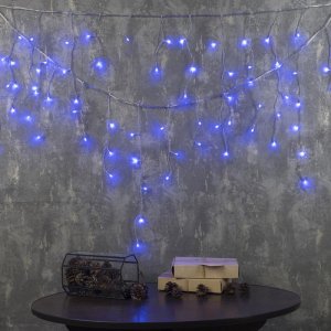БАХРОМА, Ш:3 м, В:0.5 м, Н.С. LED-80-220V, 8 режимов, СИНИЙ 