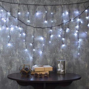 БАХРОМА, Ш:3 м, В:0.5 м, Н.Т. LED-80-220V, 8 режимов, БЕЛЫЙ 
