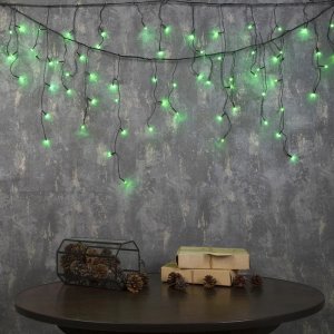 БАХРОМА, Ш:3 м, В:0.5 м, Н.Т. LED-80-220V, 8 режимов, ЗЕЛЕНЫЙ 