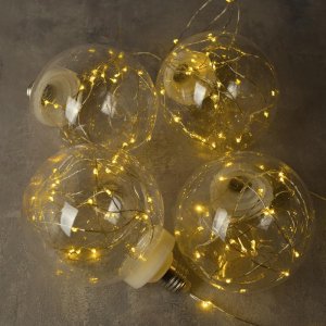 НИТЬ "Лампочки" 1,5 м, 4 х12 см, 100 LED-12V, адаптер в комплекте, ТЕПЛЫЙ БЕЛЫЙ 