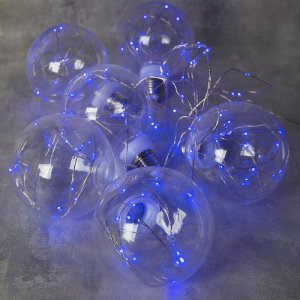 НИТЬ "Лампочки" 2 м, 6 х10 см, 100 LED-12V, адаптер в комплекте, СИНИЙ 