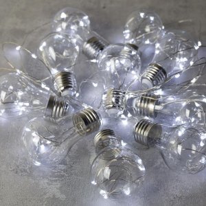 НИТЬ "Лампочки" 3 м, 10 пластиковых лампочек, LED-100-12V, БЕЛЫЙ 
