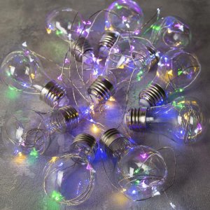 НИТЬ "Лампочки" 3 м, 10 пластиковых лампочек, LED-100-12V, МУЛЬТИ 