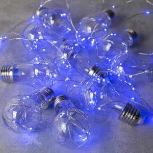 НИТЬ "Лампочки" 3 м, 10 пластиковых лампочек, LED-100-12V, СИНИЙ 