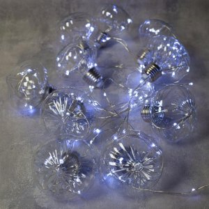 НИТЬ "Фонарики" 10 шт, 100 LED-12V, адаптер в комплекте, БЕЛЫЙ   