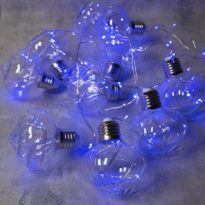 НИТЬ "Фонарики" 10 шт, 100 LED-12V, адаптер в комплекте, СИНИЙ 