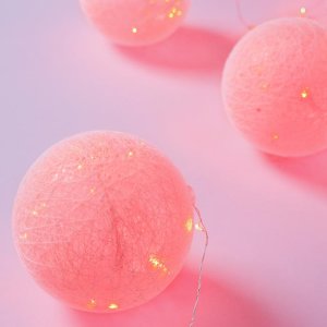 НИТЬ "Шары плетеные" 1,8 м, 6 х10 см, 100 LED-12V, нить белая, адаптер в компл. КРАСНЫЙ 