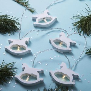 НИТЬ, 1.5 м, с насадк. "Лошадка белая", Н.С., LED-10-3V, 2*АА (не в компл), фиксинг Т/БЕЛЫЙ 