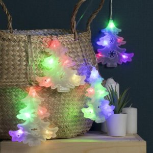 НИТЬ, 2 м, с насад. "Елка матовая", 14х11 см, Н.С. LED-30-220V, МУЛЬТИ (RG/RB) 