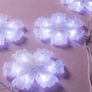 НИТЬ, 2 м, с насад. "Снежинка матовая", 12х12 см, Н.С. LED-36-220V, БЕЛЫЙ 