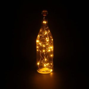 НИТЬ, 2 м. "Роса" "Бутылочная пробка" LED-20-4.5V, (LR44 3 шт в комплекте), ЖЕЛТЫЙ 
